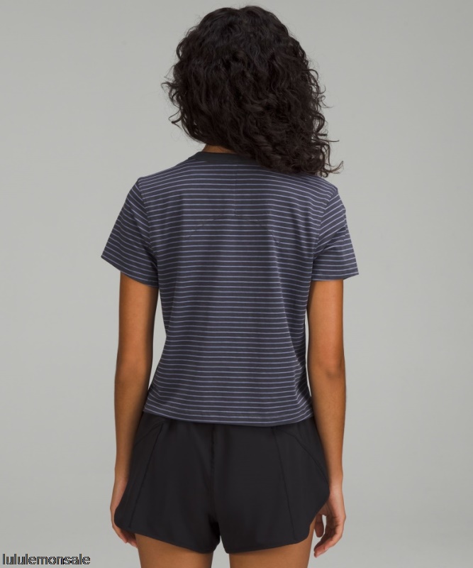 Lululemon Damen DELULU323 | Peri Lila Klassisch Geschnittenes T-shirt Aus Einer Baumwollmischung